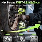 Cordless Impact Wrench 740ft-lbs 1000n m Brushless 1 2  2x4 0ah For Car Truck
