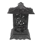 Vintage Cast Iron Japanese Pagoda Lantern 13 5  Tall  Maple Leaf Design