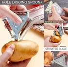 Stainless Steel Rotary Peeler Multi Cutter Vegetable Fruit Kitchen Tool 3in1