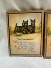 Set Of 3 Small Matchng Vintage Wooden Plaques With Two Scotties Scottys On Each