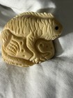 Carved Tagua Nut Iguana Lizard Figurine Detailed Animal Sculpture