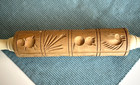 2 Vtg  Springerle Carved Wood Rolling Pins Hand-carved Panels Shortbread Cookies