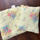 Vtg Puffy Baby Blanket Yellow Quilt And Pillow Puppies Pink Blue Infant Bedding