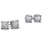 Surgical 316l Stainless Steel Stud Earrings Cubic Zircon Round Men Women 2 Pairs