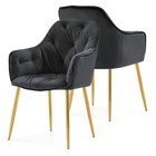Ivinta Dining Chair Set Of 2  Upholstered Kitchen Dinner Chair With Gold Leg