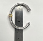 David Yurman 7mm Silver Contrast Diamond Chain Bracelet  Size M  6-7 Inches 