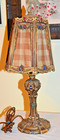     vintage Antique French Art Nouveau Polychrome Cast Metal 16  Tall Boudoir Lamp