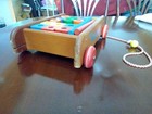 Vintage Wooden Playskool Wagon Pull Toy  Blocks And Rods