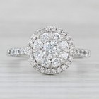 0 75ctw Diamond Cluster Halo Engagement Ring 14k White Gold Size 5 75