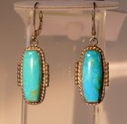 Vtg Rb Navajo Rich Blue Turquoise Sterling Silver Dangle Earrings 1 3 4 l  1 2w