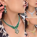 Rhinestone Flower Necklace Earring Set Bridal Wedding Party Fashion Jewelry Gift