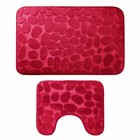 2x Non-slip Bathroom Rug Set U Shape Pedestal Rug bath Mat Toilet Seat Cover Red