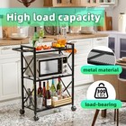 Rolling Cart  3 Tier Bar Cart With Wheels  Heavy Duty Metal Storage Dining Ca   