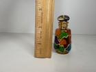Miniature Murano Style Italian Perfume Bottle With Multi Color Painted Glass