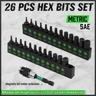 26-piece Hex Head Allen Wrench Drill Bit Set  1 4hex Shank Quick Change