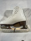 Riedell Girls Figure Skates Model 117 Size 4 White Ice Skating Blades   Guards