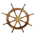 36  nautical Wooden Ship Wheel With Brass Ring Wood Handle Boat Wheel Decor Gift