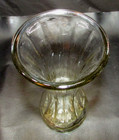 Vintage Dynasty 4225 Clear Glass Flower Vase 9  Tall Polygon 12 Panel Flared Top