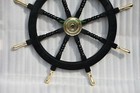 Replica Best Nautical Black Wooden Ship Wheel With Brass Handle Ship Steering