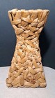 Vintage Woven Basket Vase Container 12  Tall Ethnic Boho Natural Handmade
