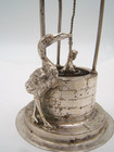 Antique Very Fine 800 Silver Miniature Of A Well With A Stork   Baby In Pail