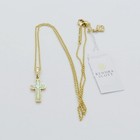 New Kendra Scott Cross Gold Pendant Necklace In White Opal