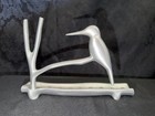 Modern Cast Aluminum Hummingbird Menorah Sculptural Judaica Signed Bird Branch
