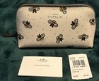 Coach 2pc Bee Print Zip Around Bag And Zip Card Case Chalk multi