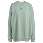 Adidas Essentials Fleece Long Oversized Crew Sweatshirt Womens Sz M Silver Green