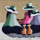 Vintage Handmade Peruvian Wool Wall Hanging Tapestry Folk Art Chismosas Flaw