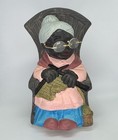 African American Woman Statue Figurine Piggy Bank Black Pink Glasses Vintage
