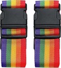 2 Pack Adjustable Luggage Straps Rainbow Suitcase Belts Travel Buckle