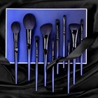 10pcs Makeup Brush Set Blue Cosmetic Eyeshadow Blush Beauty Tools Kit