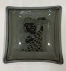 Rare Bob   s Big Boy Burgers Houze Art Glass Tray Dish 22k Gold 1960s