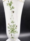 Hollohaza Hungary White Porcelain Gilded Vase Green Floral Stamped 8 5    H