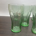 Vintage Set  10  6    Tall Libby Green Coca-cola Coke Brand Glasses Pre-owned