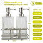 Square Glass Clear Lotion And Soap Pump Dispenser Set With Metal Stand Caddy    