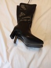 Women   s Black Knee High Slouch Boots Pointed Toe High Block Heel Faux Leather   