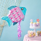Pull String Fish Pinata For Ocean Birthday  Mermaid Party Decorations  17x13 In