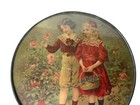 Antique Victorian Flue Cover Victorian Little Boy   Girl Picking Flowers Round