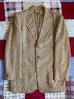 Vintage 1950s Tweed Suit Brown Beige Wool Herringbone Size 40 Pants 30x32