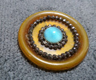 Large Vintage Antique Pressed Horn Celluloid Steel Facets Button