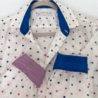 New Poggianti 1958 Italian Mens Buttons Shirt Small Embroidered Luxury White