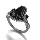 Coffin Shaped Black Onyx Vintage Anitique Engagement Ring In 925 Sterling Silver