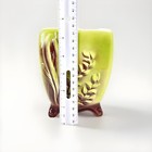 Vintage Royal Copley Planter Chartreuse Green Brown Seaweed Leaf Vase 5 5   