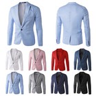 Men s Suit Jacket Formal Coat Blazer Business Tops Slim Fit Casual One Button