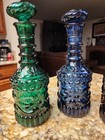 Vtg Jim Beam Glass Decanter W cork Stopper Red Blue Amber Green Black  Set 5