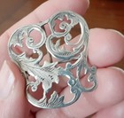 Antique Hand Made Sterling Silver Filigree Brooch  Pin