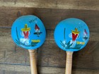 Wooden Meracas 8  Hand Made Shakers Genuine Mexico Real Vintage Blue Set Of 2