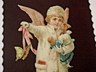 Antique Christmas Card German Die Cut Scrap Snow Child Angel Toys  Victorian